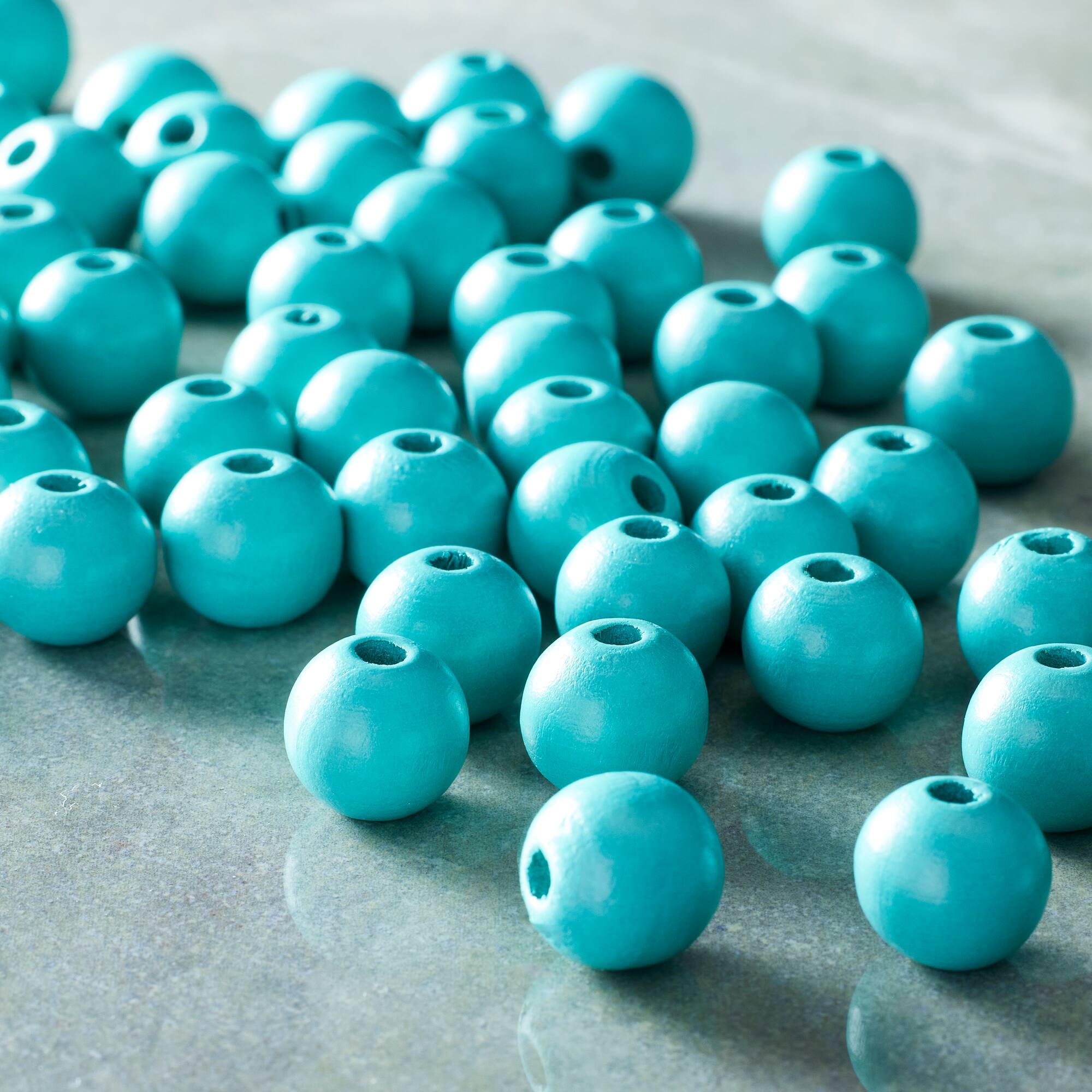 Turquoise Wooden Round Beads